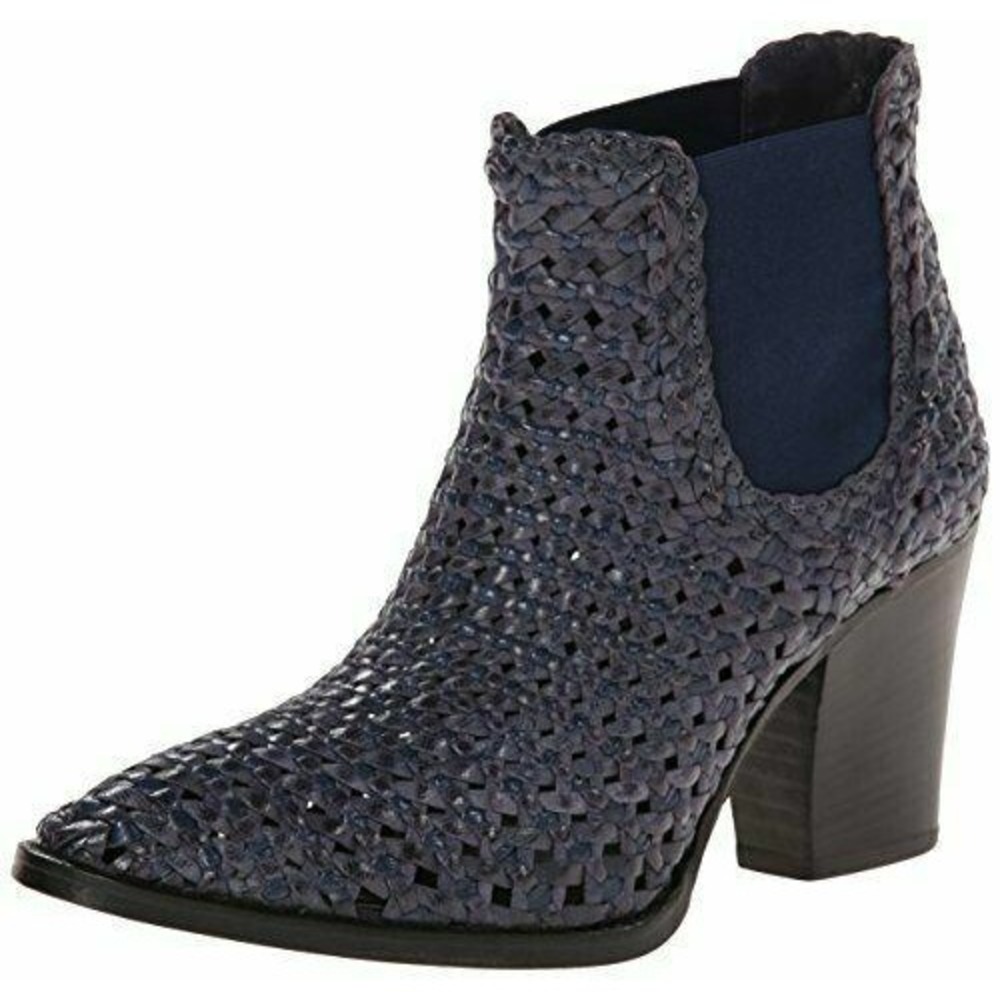 Aquatalia by Marvin K $350 Women's Dani Woven Leather Chelsea Boots in Navy Sz 6